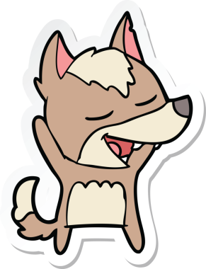 Bir insan tarafından çizilmiş bir kurt çizgi filminin çıkartması.