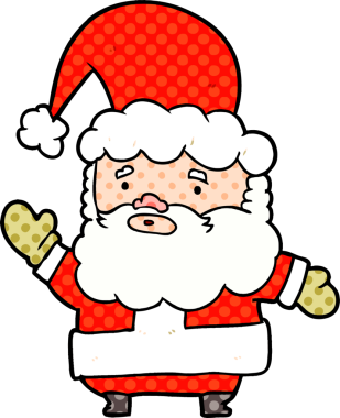 Bir insan tarafından çizilmiş Noel Baba çizgi filmi.