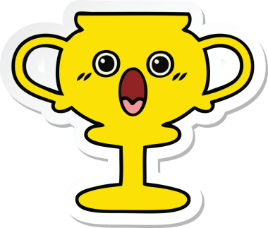 Bir insan tarafından çizilmiş şirin bir karikatür kupasının çıkartması.