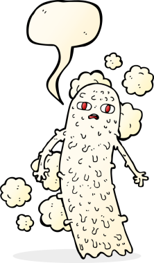 Bir insan tarafından çizilmiş konuşma baloncuğu olan karikatür hayaleti.