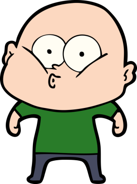 Bir insan tarafından çizilmiş kel bir adam.