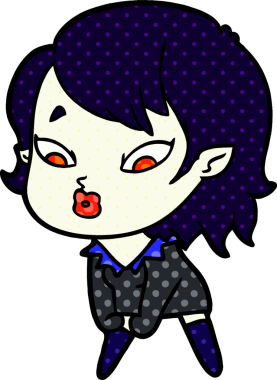 Bir insan tarafından çizilmiş şirin vampir kız çizgi filmi.