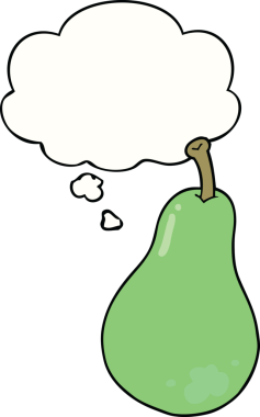 Bir insan tarafından çizilmiş düşünce baloncuklu armut.
