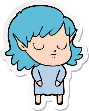 Bir insan tarafından çizilmiş bir elf kızının çıkartması.