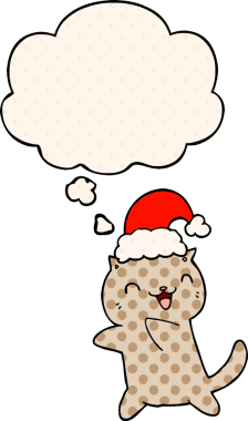 Çizgi roman tarzında bir insan tarafından çizilmiş düşünce baloncuğu olan şirin bir çizgi roman kedisi.