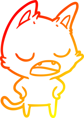 Bir insan tarafından çizilen konuşan kedi çizgi filminin sıcak gradyan çizimi