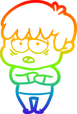 gökkuşağı gradyan çizgi çizimi bir insan tarafından çizilmiş bitkin bir çocuk