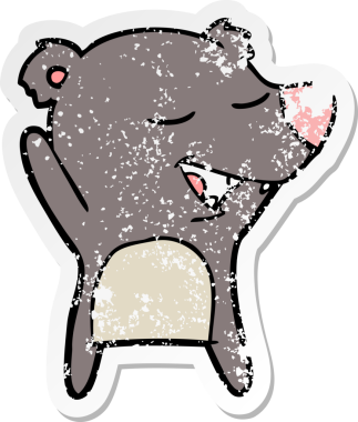 Bir insan tarafından çizilmiş karikatür ayısının sıkıntılı çıkartması.