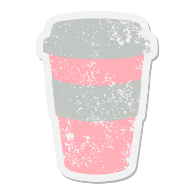 Bir insan tarafından çizilmiş kahve fincanı grunge etiketini çıkar.