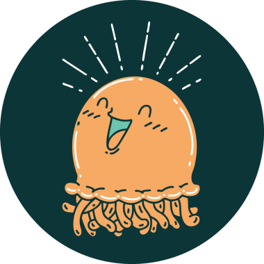 Bir insan tarafından çizilen mutlu denizanası dövmesi ikonu