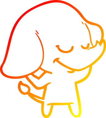 Bir insan tarafından çizilmiş gülümseyen bir filin sıcak çizgi çizimi