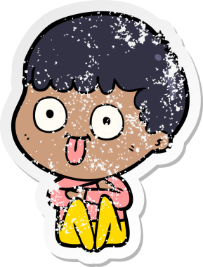 Bir insan tarafından çizilmiş karikatür adamın sıkıntılı çıkartması.