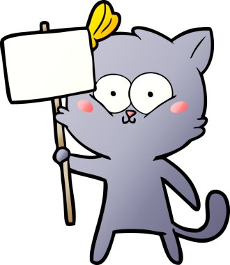 Bir insan tarafından çizilmiş çizgi film kedisi.