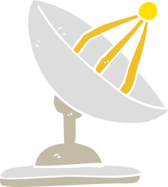 Bir insan tarafından çizilmiş uydu anteninin düz renk çizimi