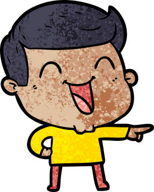 Bir insan tarafından çizilmiş gülen çizgi film adamı.