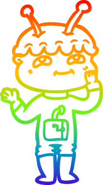 gökkuşağı gradyan çizimi şaşırmış bir uzay adamının çizimi bir insan tarafından çizilmiş