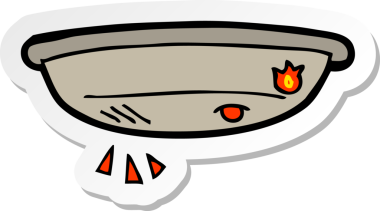 Bir insan tarafından çizilmiş çizgi film yangın alarmı etiketi.