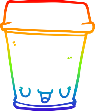 gökkuşağı gradyan çizgi çizimi bir insan tarafından çizilmiş bir kahve fincanı