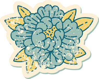 Bir insan tarafından çizilmiş çiçek sembolü dövmesi stili.