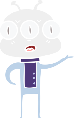 Bir insan tarafından çizilmiş kafası karışmış üç gözlü uzaylı.