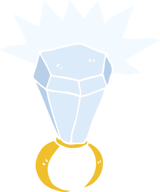 Bir insan tarafından çizilmiş büyük elmas yüzüğün düz renk çizimi