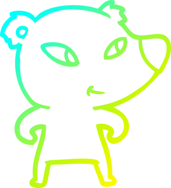 Bir insan tarafından çizilmiş şirin bir çizgi film ayısının soğuk gradyan çizgisi.