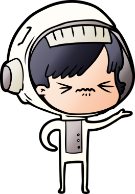 Bir insan tarafından çizilmiş kızgın uzay kızı.