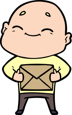 Bir insan tarafından çizilmiş mutlu, kel adam.