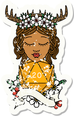 Retro Dövme Tarzı İnsan Druid Bir insan tarafından çizilmiş doğal yirmi zar ile