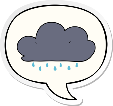 Bir insan tarafından çizilmiş konuşma balonu çıkartmalı karikatür yağmur bulutu.