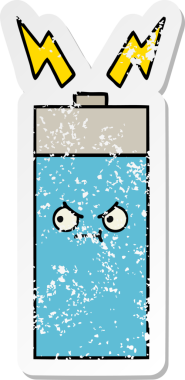 Bir insan tarafından çizilmiş şirin bir karikatür bataryasının sıkıntılı çıkartması.