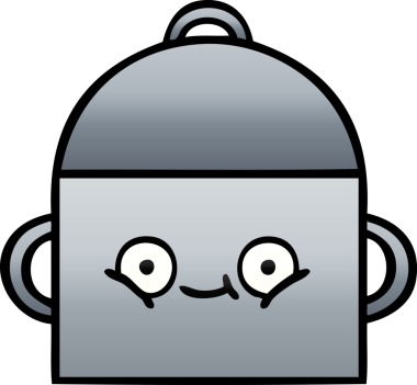 Bir insan tarafından çizilmiş tencerenin gölgeli karikatürü.