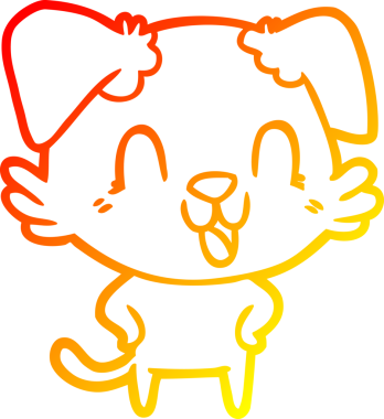 Bir insan tarafından çizilmiş gülen çizgi film köpeğinin sıcak çizgi çizgisi.