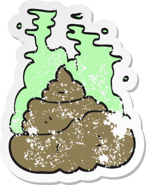 Bir insan tarafından çizilmiş iğrenç bir çizgi filmin gerilimli retro yapıştırması.