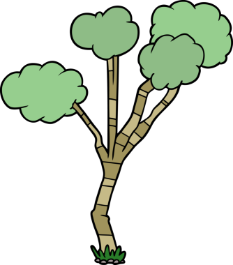 Bir insan tarafından çizilmiş seyrek çizgi film ağacı.