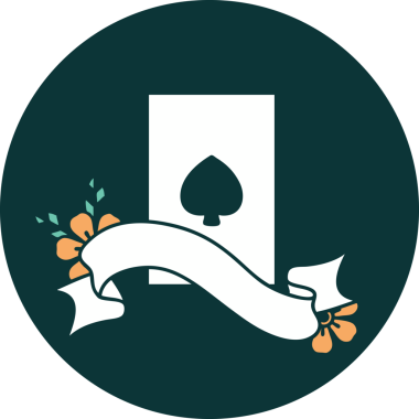 bir insan tarafından çizilmiş maça ası sancağına sahip dövme biçimi simgesi