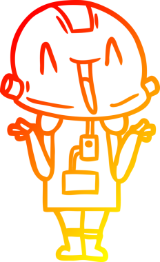 Bir insan tarafından çizilen çizgi film robotunun sıcak çizgi çizimi