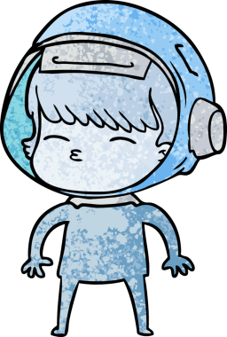 Bir insan tarafından çizilmiş meraklı astronot çizgi filmi.