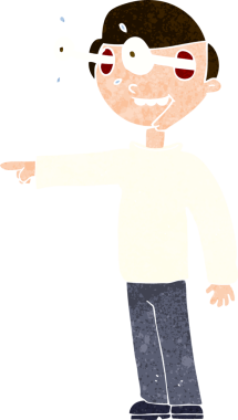 Bir insan tarafından çizilmiş çizgi film bakışlı adam.