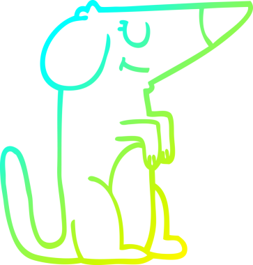 Bir insan tarafından çizilen çizgi film köpeğinin soğuk gradyan çizgisi.