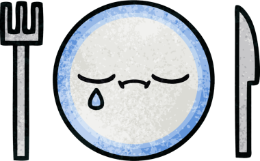 Bir insan tarafından çizilmiş yemek tabağının retro grunge deseni.