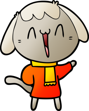 Bir insan tarafından çizilmiş şirin bir çizgi film köpeği.