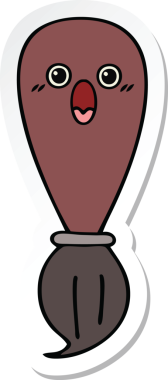 Bir insan tarafından çizilmiş şirin bir karikatür fırçasının çıkartması.