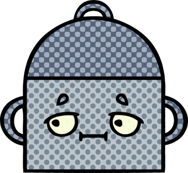 Bir insan tarafından çizilmiş yemek tenceresinin çizgi romanı.