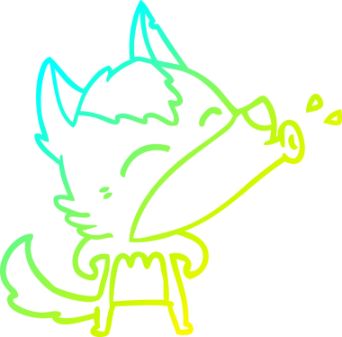 Bir insan tarafından çizilen uluyan kurt çizgi filminin soğuk gradyan çizimi