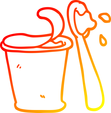 Bir insan tarafından çizilmiş bir yoğurdun sıcak çizgi çizimi.