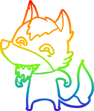 Gökkuşağı gradyan çizgisi insan tarafından çizilmiş aç bir kurt çizgi.