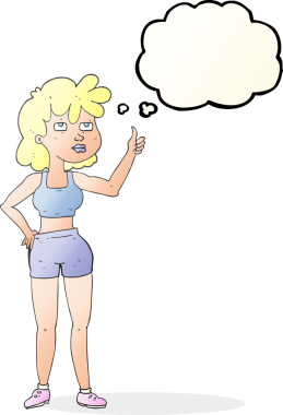 Bir insan tarafından çizilmiş serbest çizim baloncuklu spor salonu kadını.