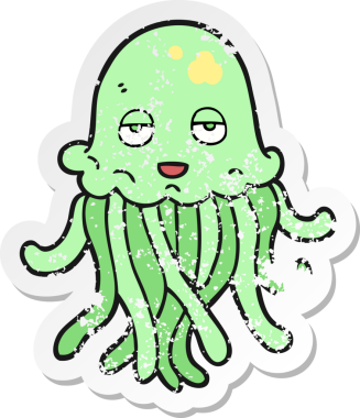 Bir insan tarafından çizilmiş ahtapot çizgi filminin gerilimli yapıştırması.