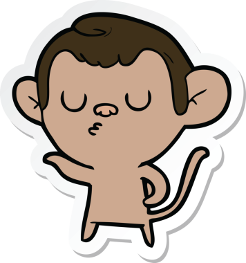 Bir insan tarafından çizilmiş çizgi film maymununun çıkartması.